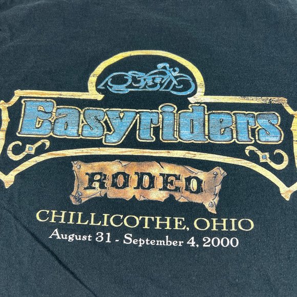 VTG Easyrider Rodeo Biker Shirt Extra Large Black Faded Ohio Short Sleeve Tee - Picture 6 of 10